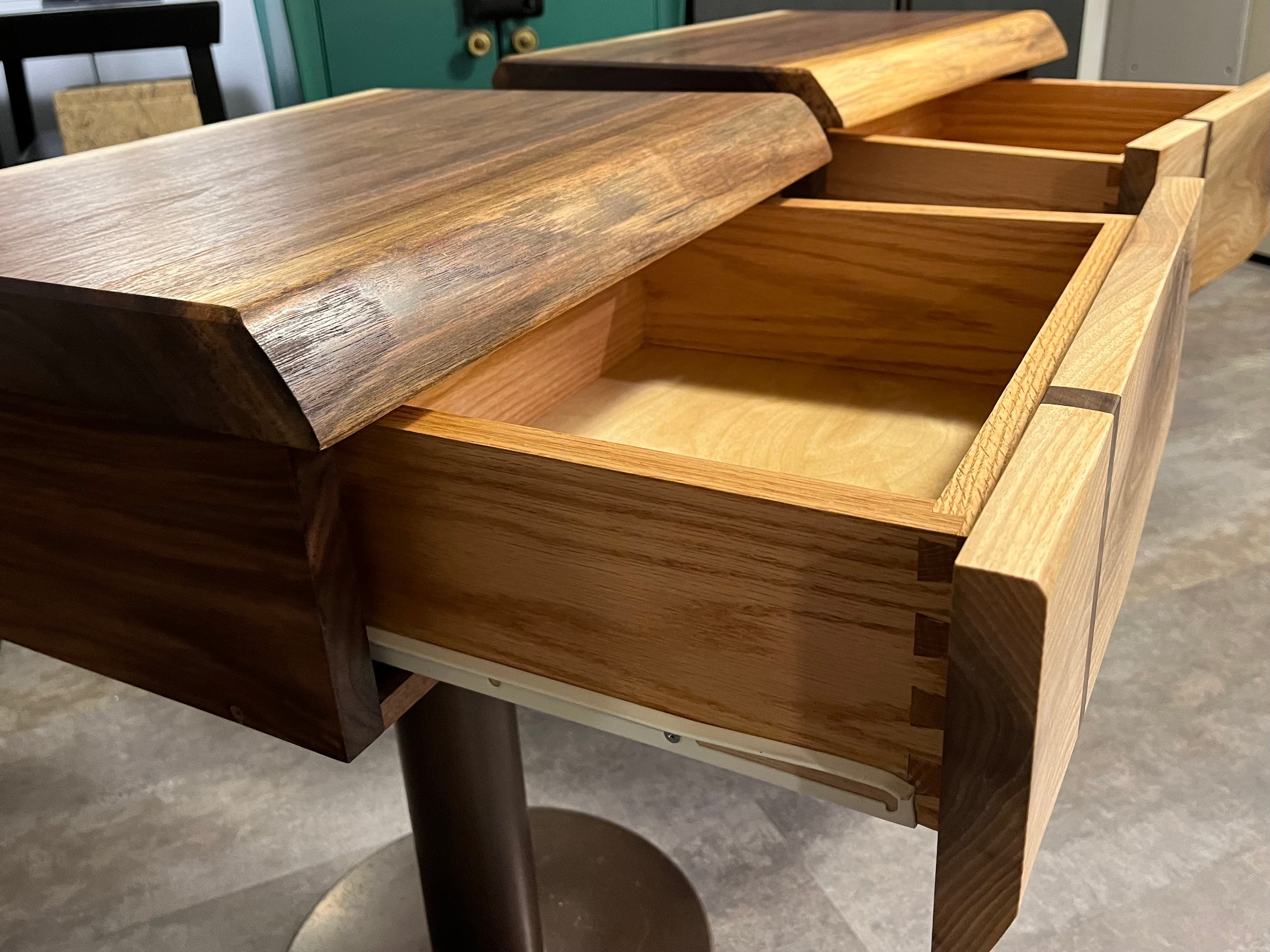 Handcrafted Solid Walnut Mid-Century Modern Nightstands | Custom Floating Pedestal Design | Pair