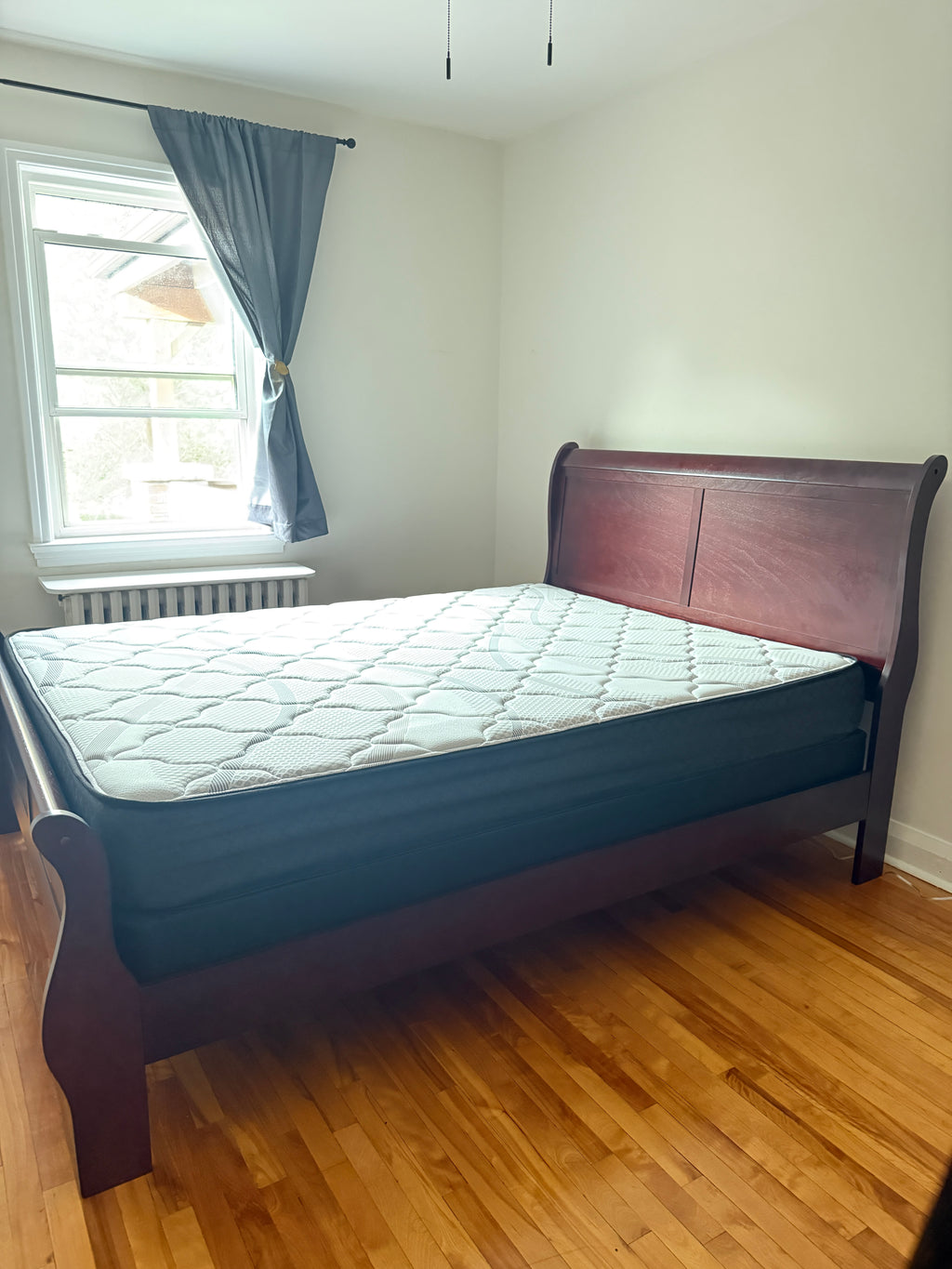 Wooden Queen bed frame and mattress