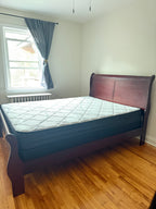 Wooden Queen bed frame and mattress