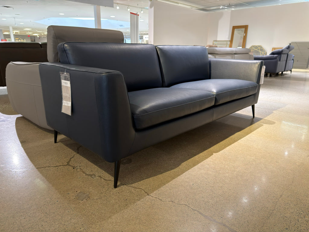 Ermilo dark blue Italian leather sofa (open box)