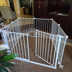 White Metal Adjustable Safety Gate / Pet Playpen Set