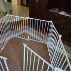 White Metal Adjustable Safety Gate / Pet Playpen Set