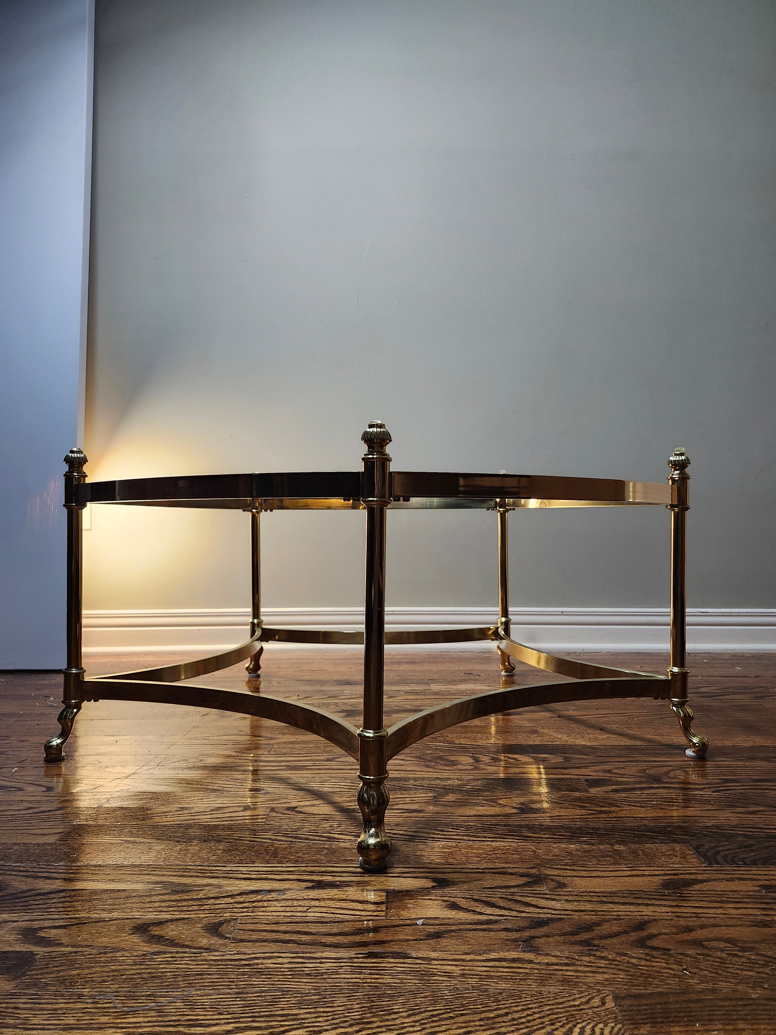Magnificent rare Labarge solid brass & real marble coffee table