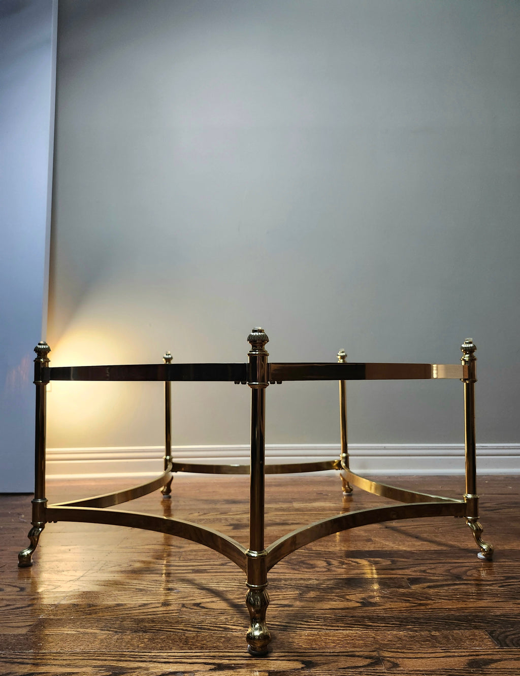 Magnificent rare Labarge solid brass & real marble coffee table
