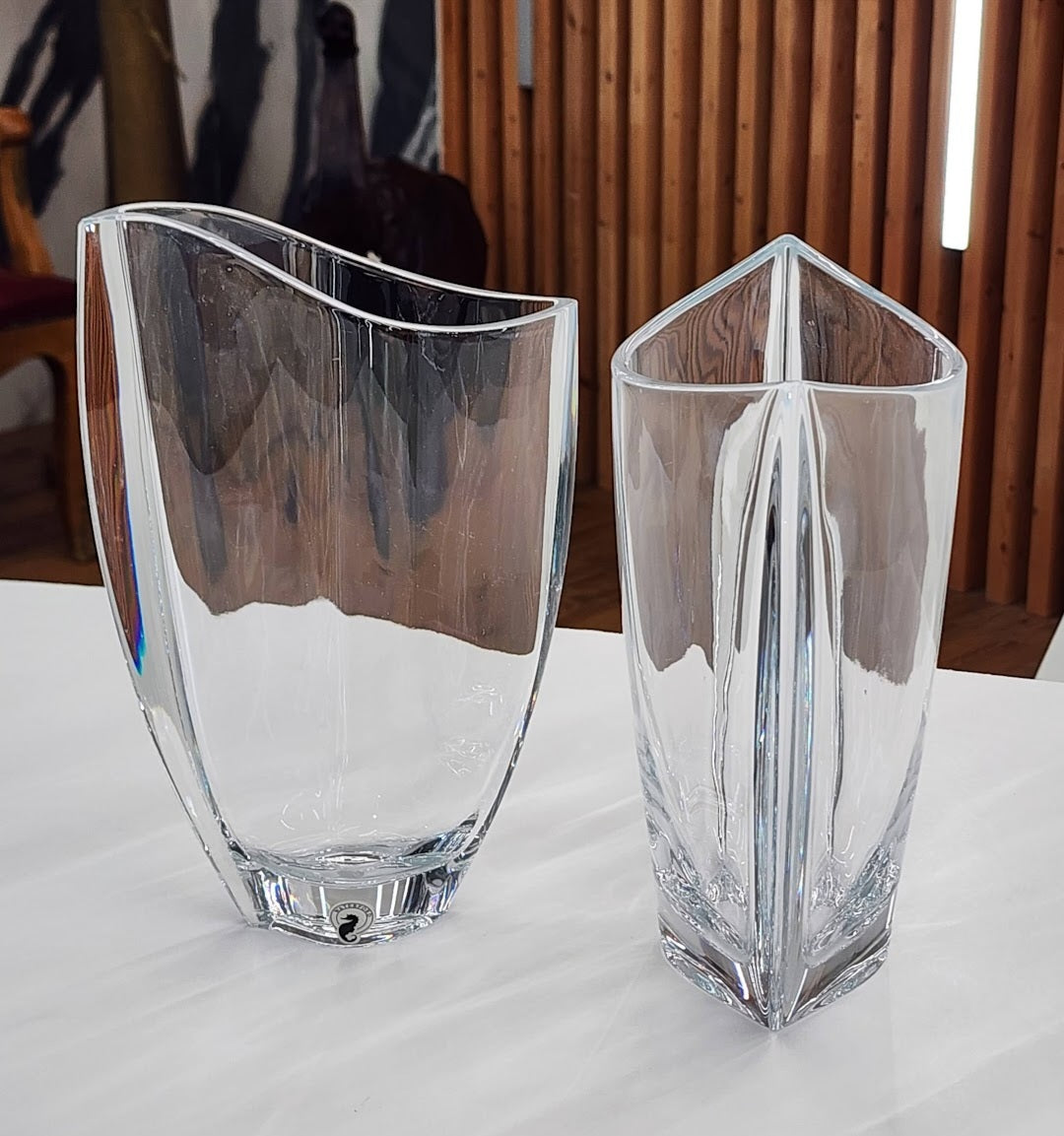 Rare flat crystal vases (X2)