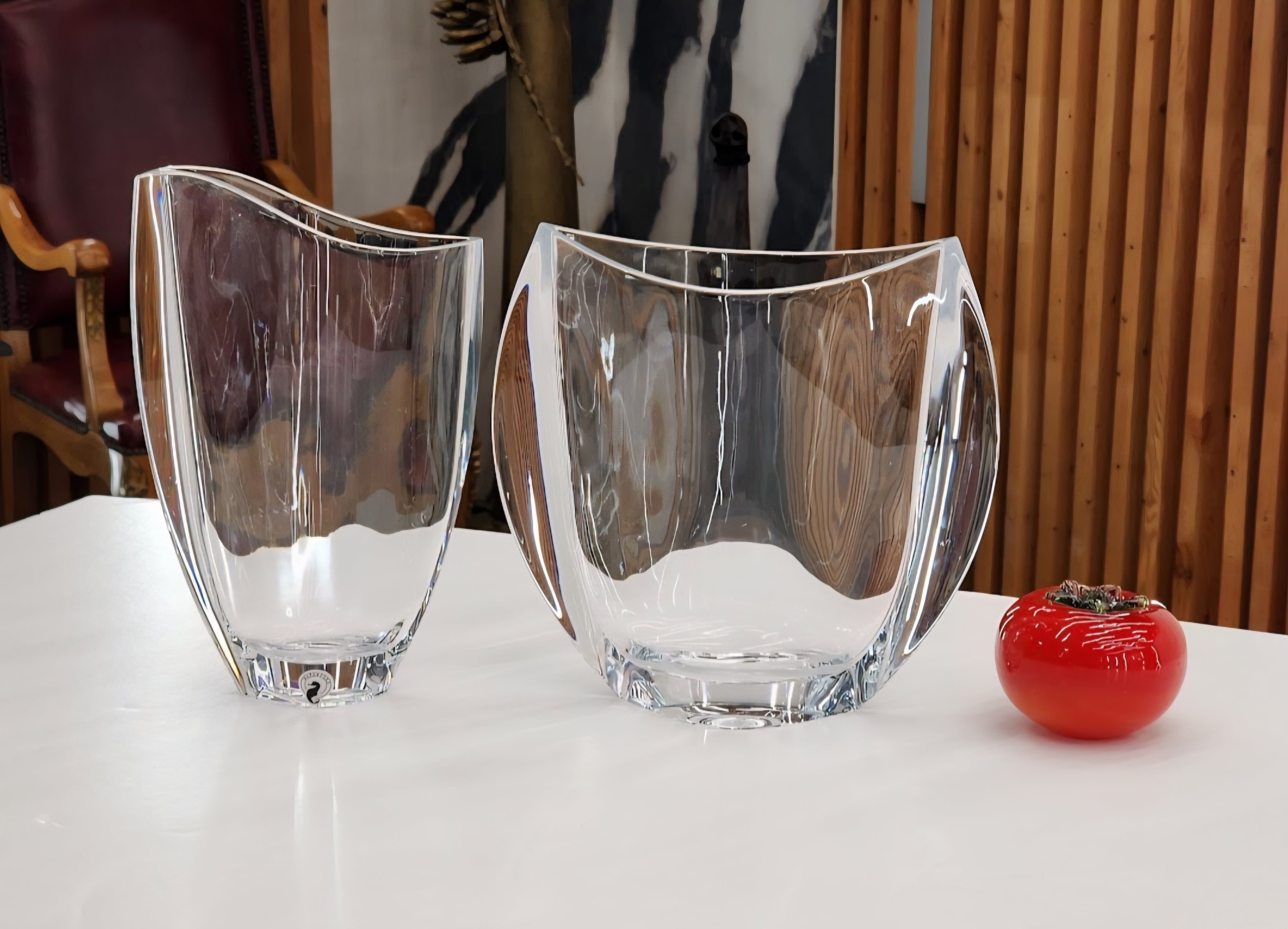 Rare flat crystal vases (X2)