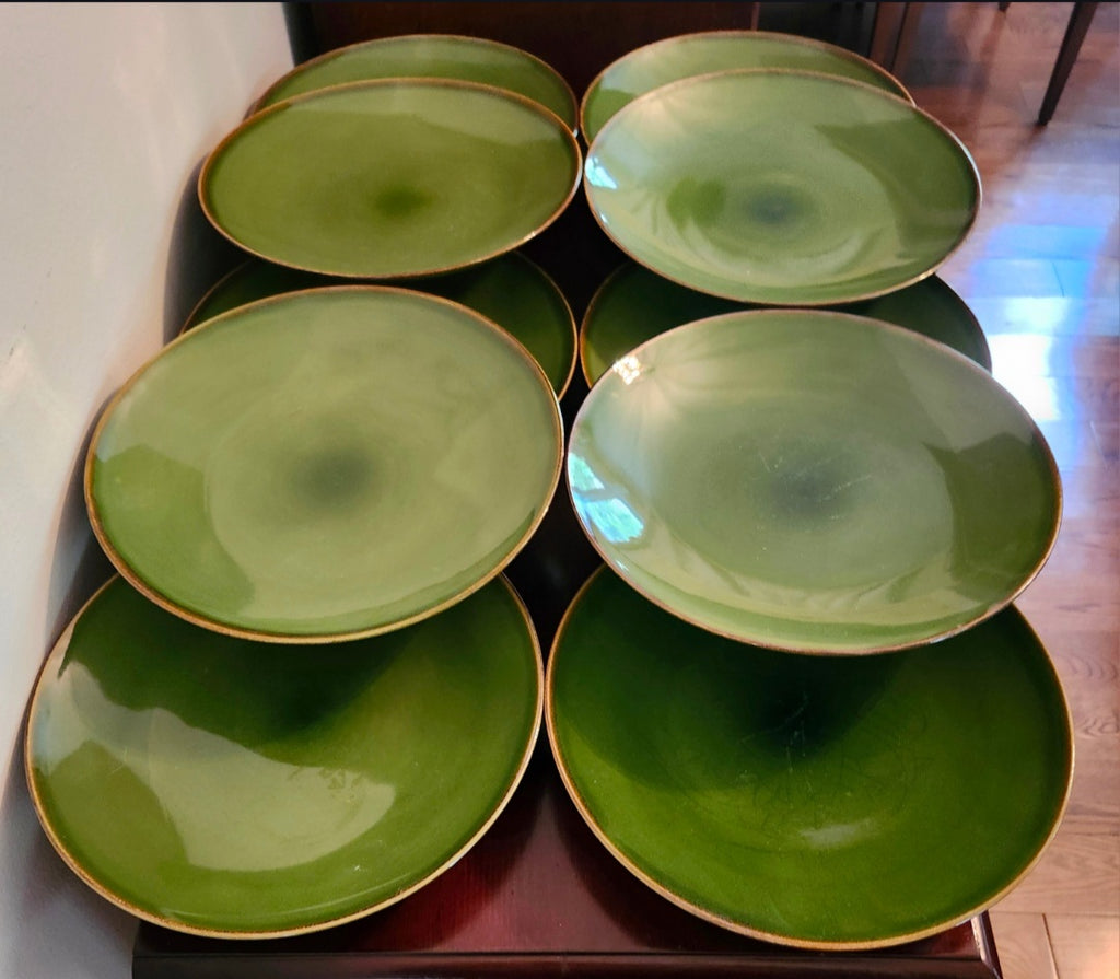 Mid-century modern glazed ceramic dinner plates (X10)