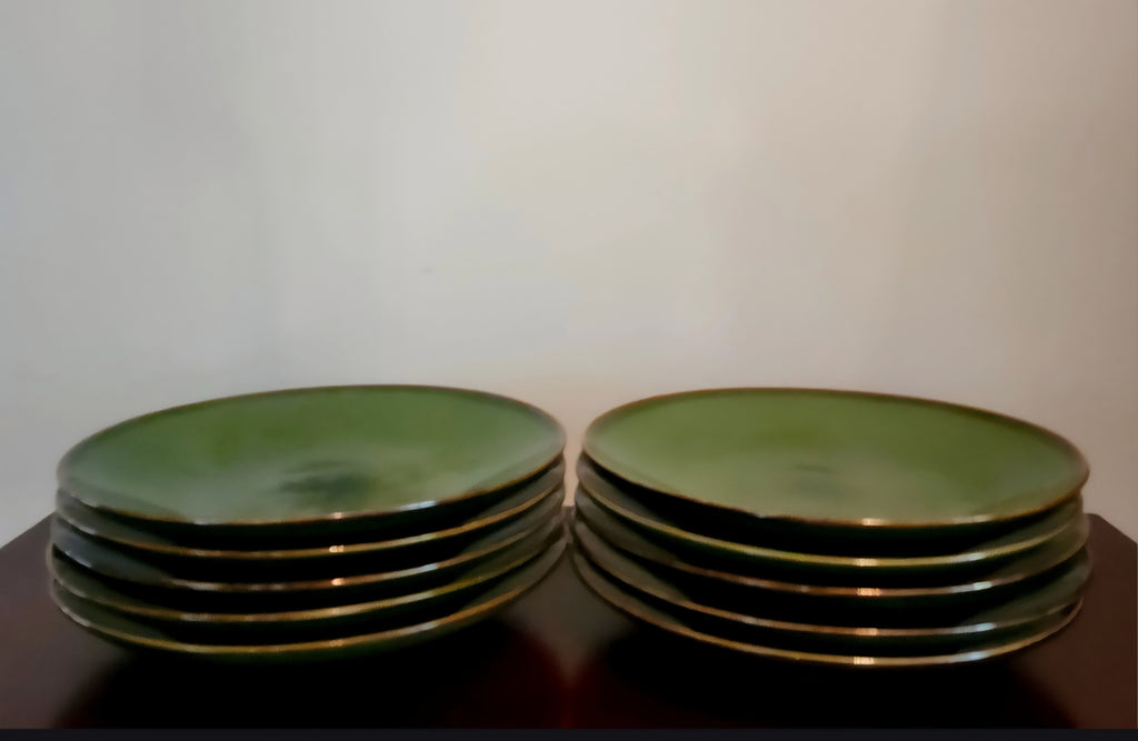 Mid-century modern glazed ceramic dinner plates (X10)