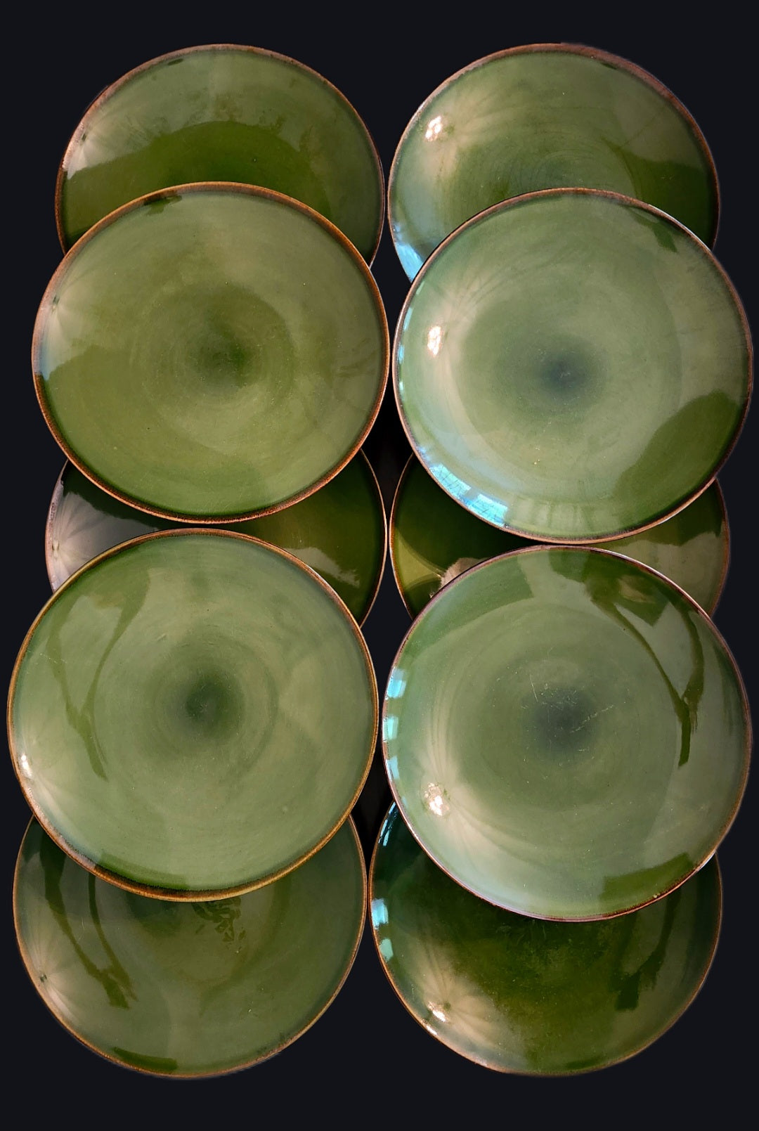 Mid-century modern glazed ceramic dinner plates (X10)