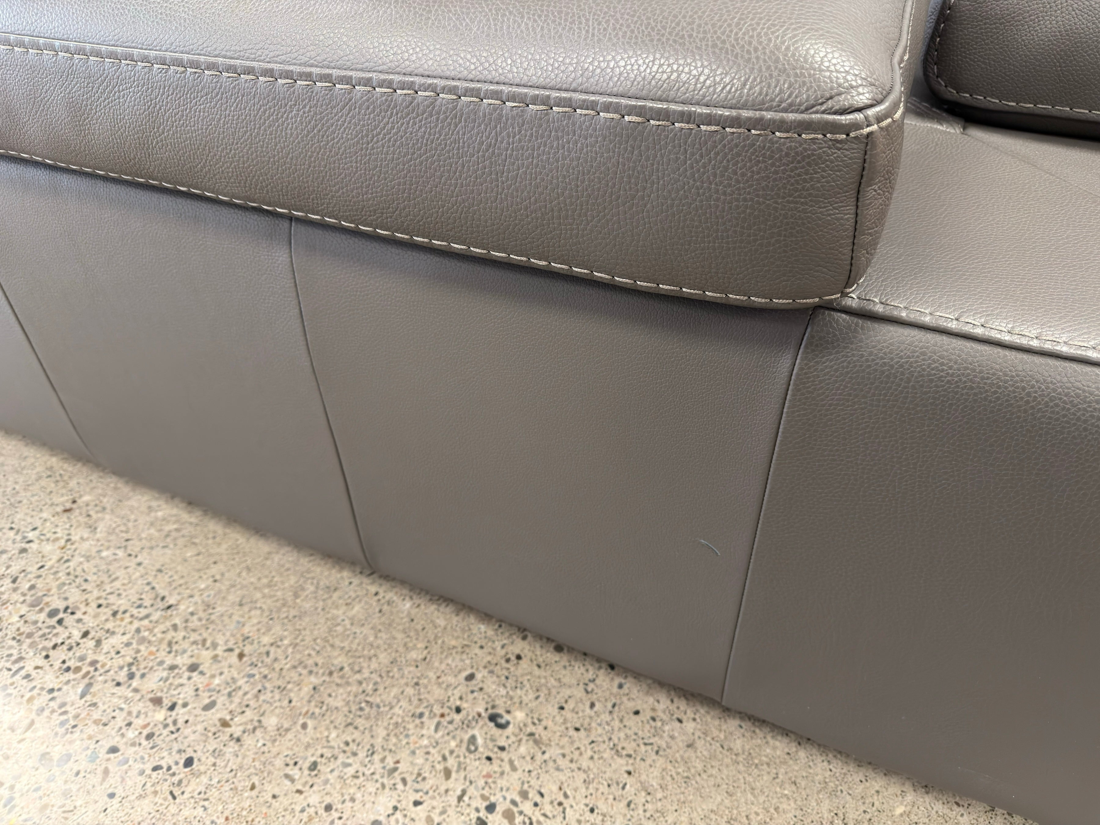 Waller dark grey leather sectional sofa (open box)