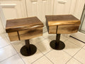 Handcrafted Solid Walnut Mid-Century Modern Nightstands | Custom Floating Pedestal Design | Pair
