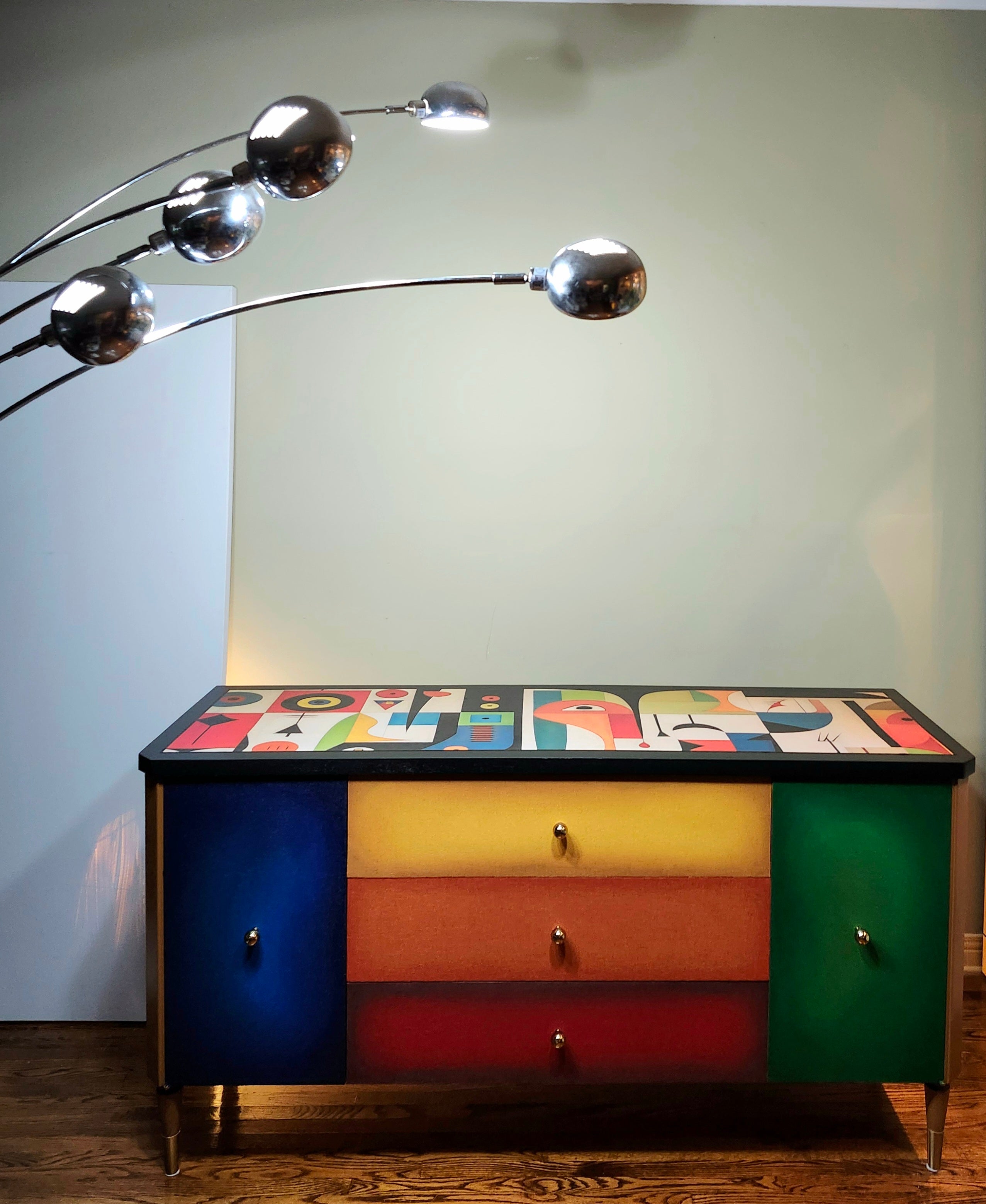 Mid-century modern unique Cubism inspired dresser