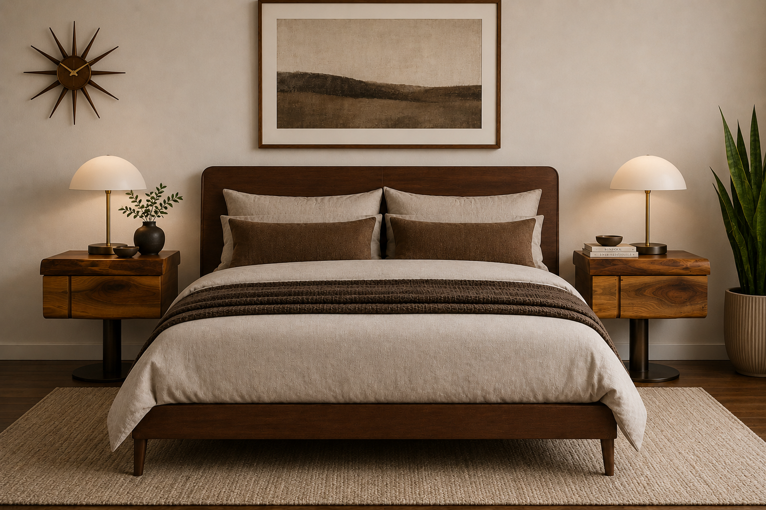 Handcrafted Solid Walnut Mid-Century Modern Nightstands | Custom Floating Pedestal Design | Pair