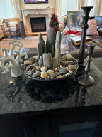 Large Decorative Stone & Driftwood Centerpiece Bowl & More