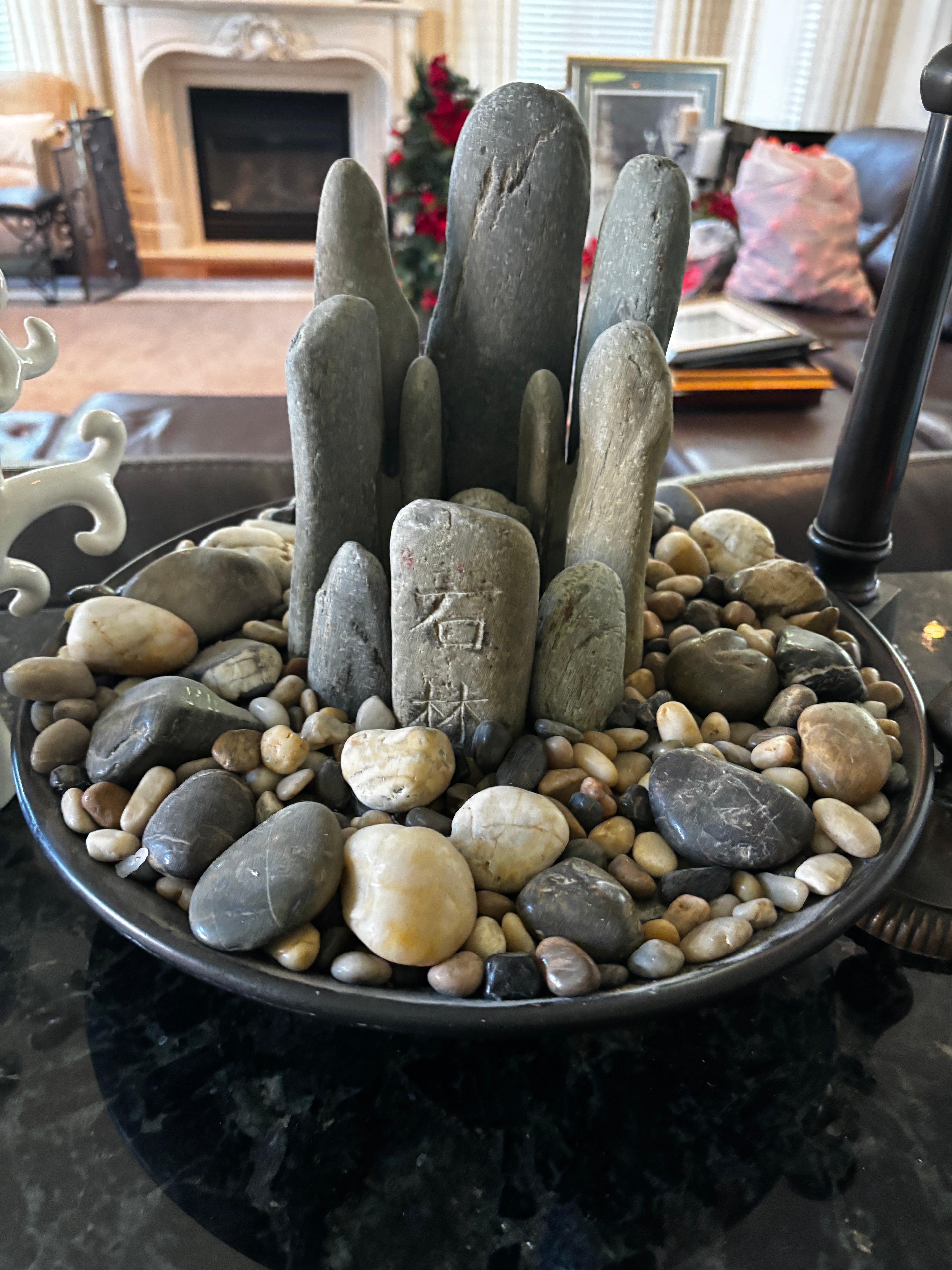 Large Decorative Stone & Driftwood Centerpiece Bowl & More