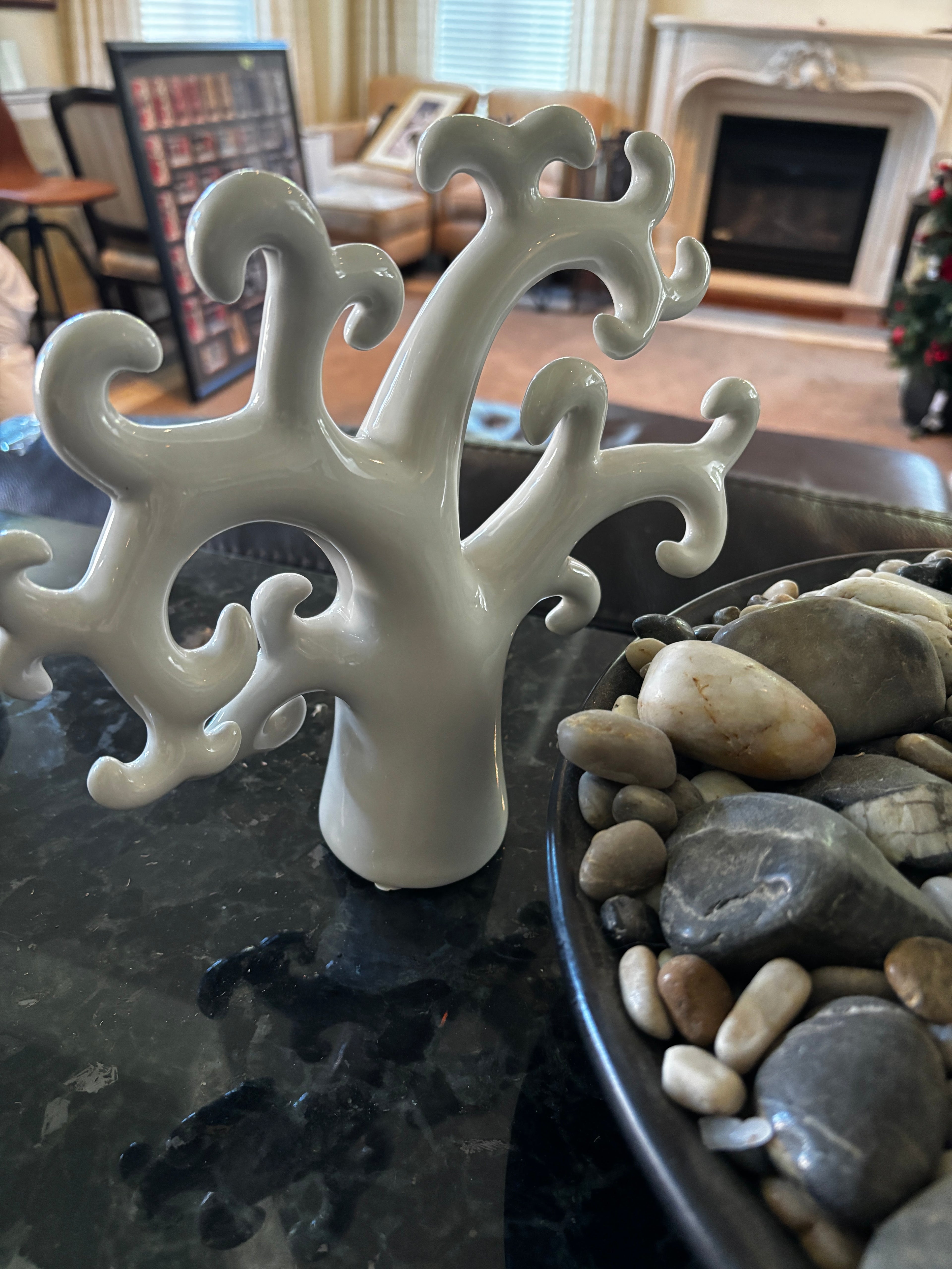 Large Decorative Stone & Driftwood Centerpiece Bowl & More