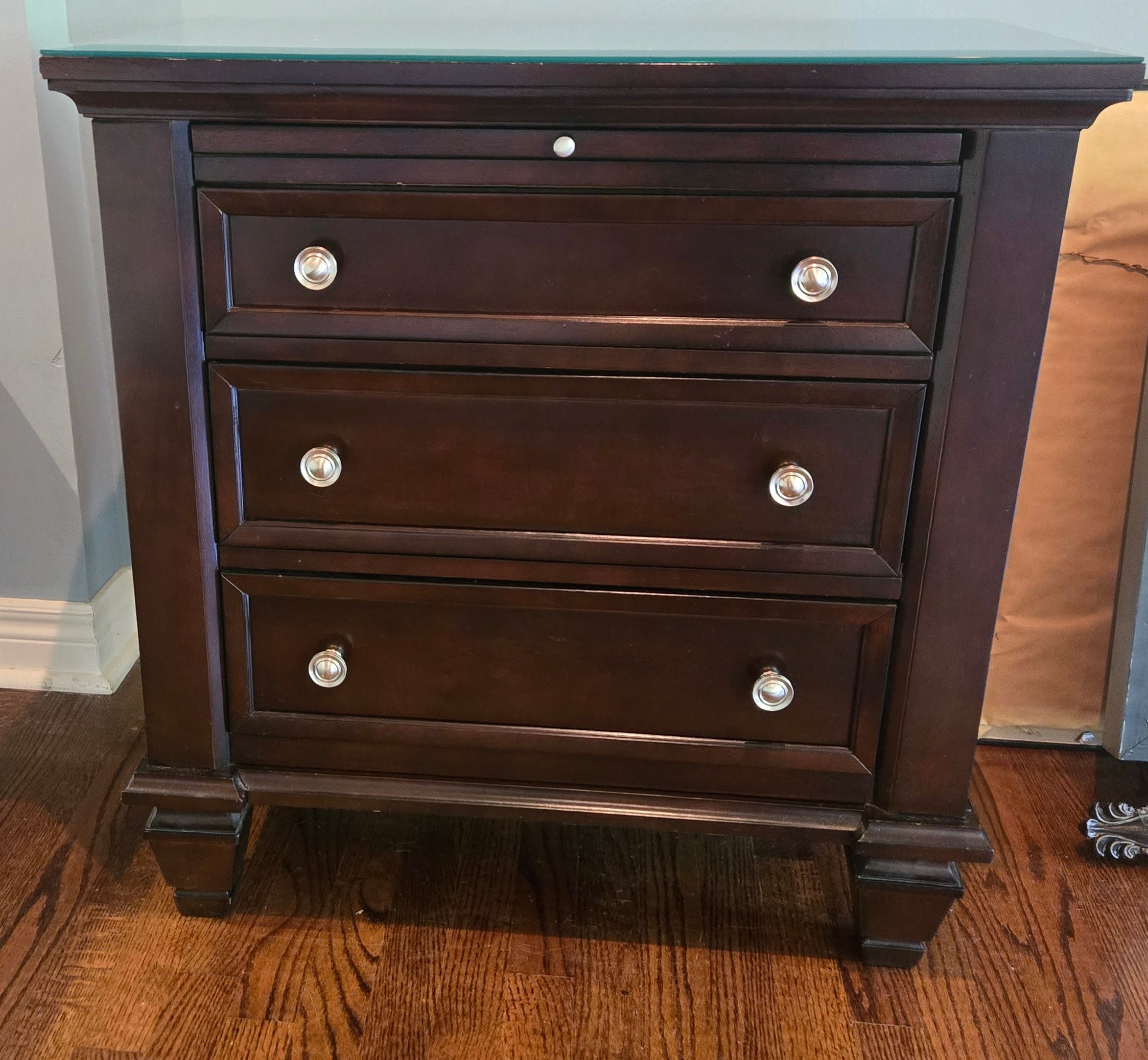 High-End Traditional 3-Drawer Nightstands / Bedside Tables - Pair