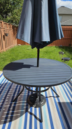 Bazik Pelham Bay Round Black Steel Patio Dinner Table Matte
