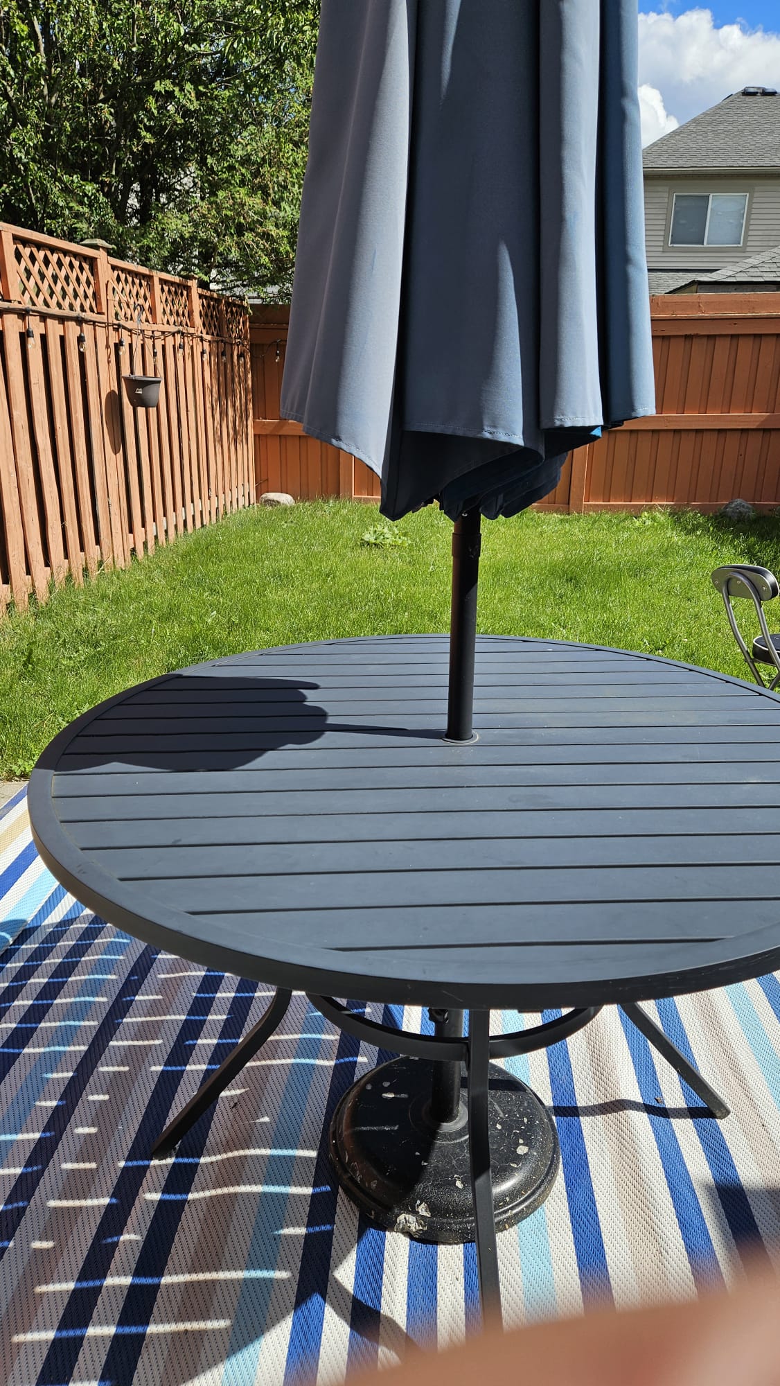 Bazik Pelham Bay Round Black Steel Patio Dinner Table Matte
