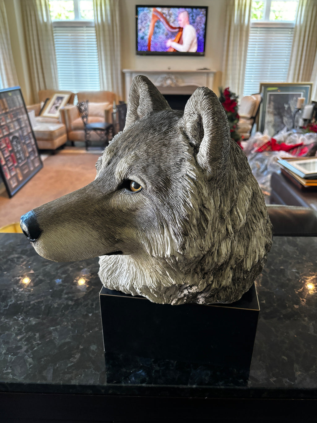 Sandicast Wolf Head Sculpture by Sandy Bruce