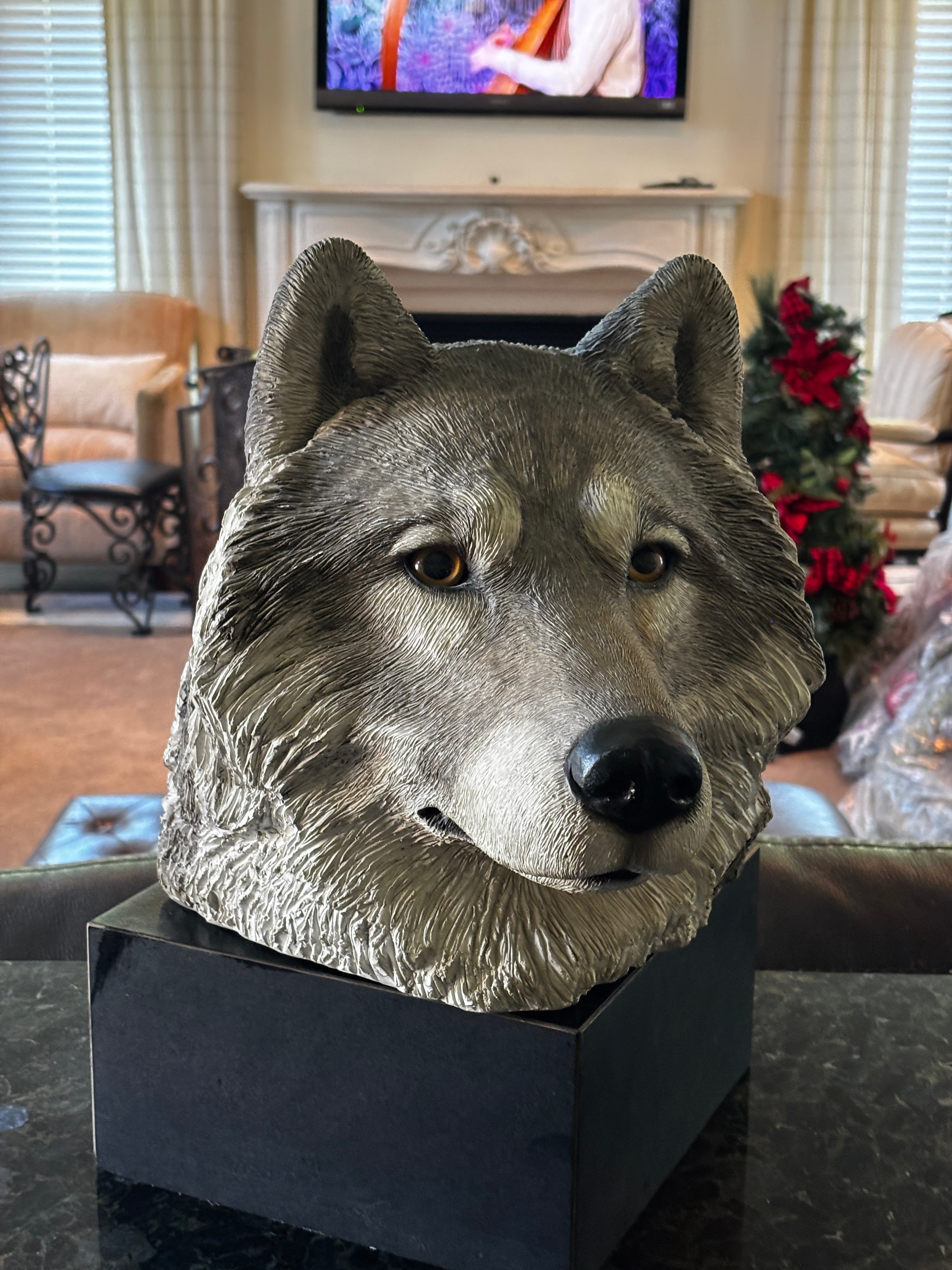 Sandicast Wolf Head Sculpture by Sandy Bruce
