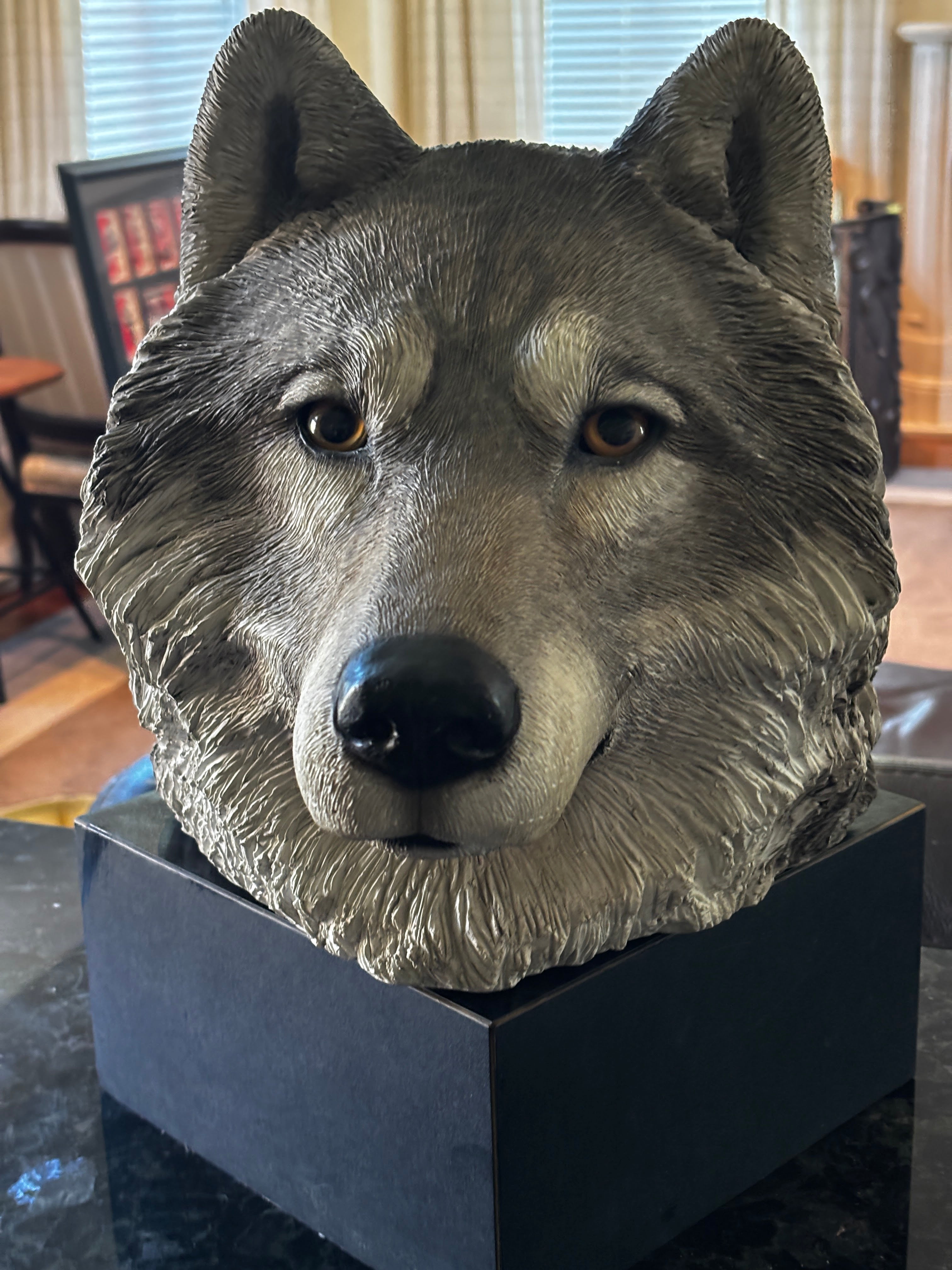 Sandicast Wolf Head Sculpture by Sandy Bruce