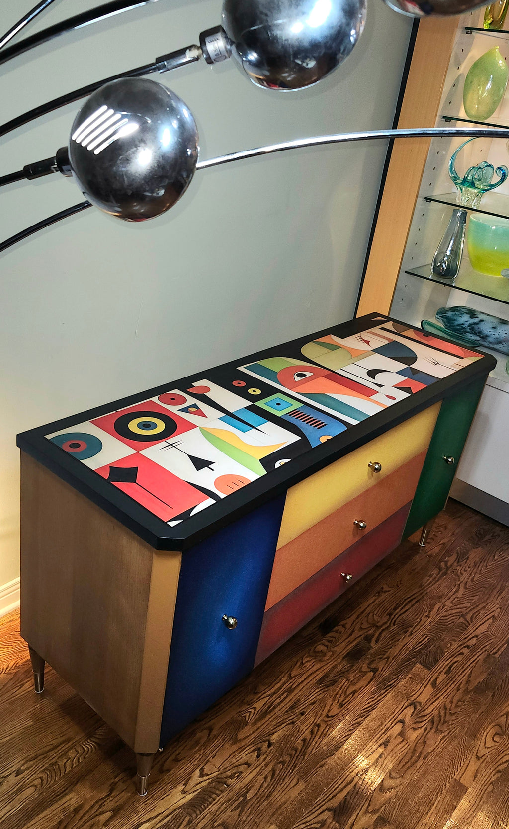 Mid-century modern unique Cubism inspired dresser