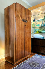 Art deco walnut two tone armoire