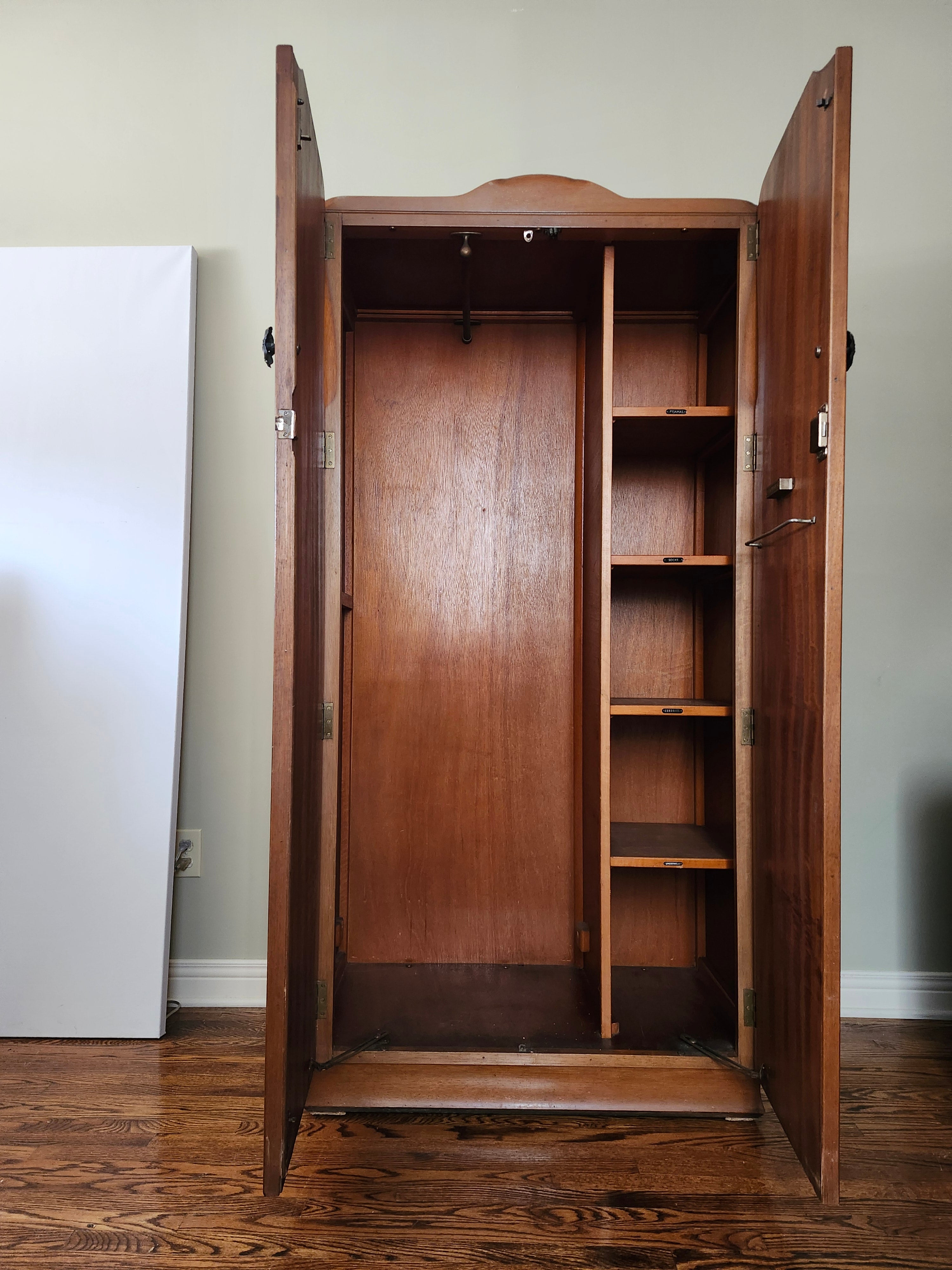 Art deco walnut two tone armoire