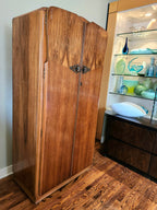 Art deco walnut two tone armoire