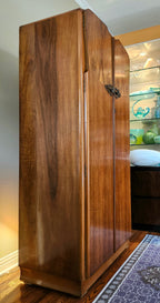 Art deco walnut two tone armoire