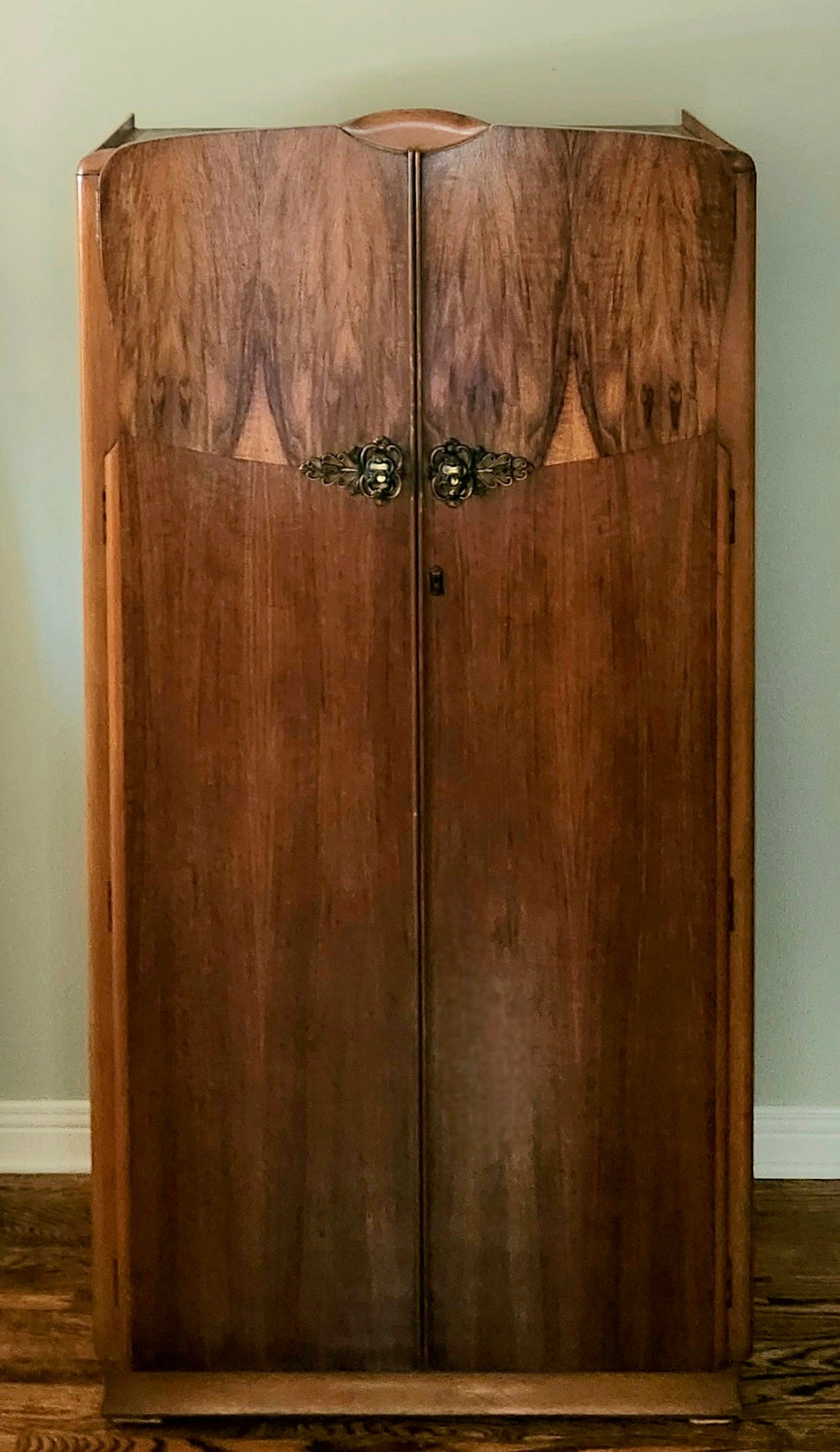 Art deco walnut two tone armoire