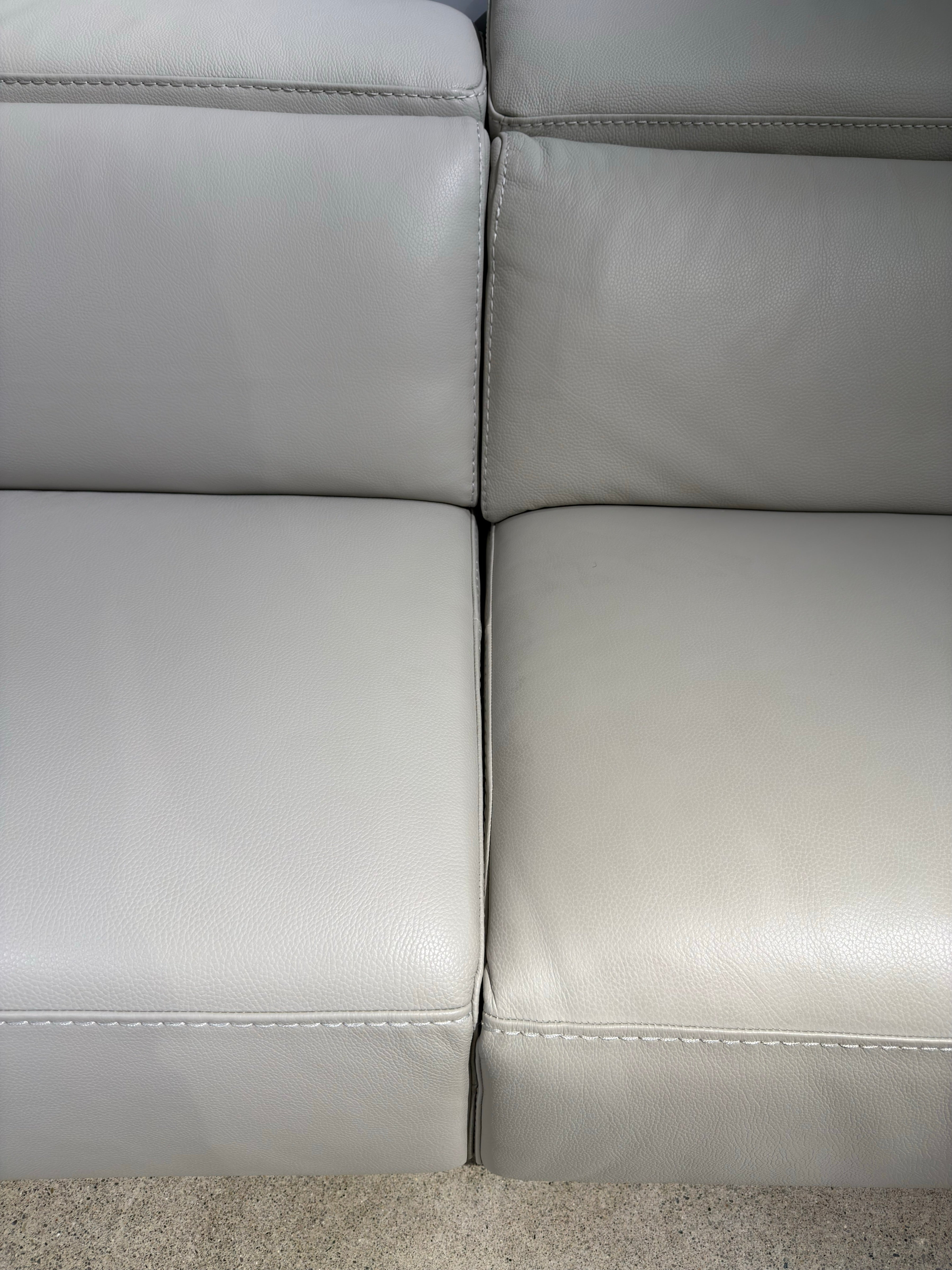 Warley beige leather reclining sectional sofa (open box)