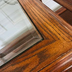 Pair of Vintage Cane & Glass End Tables with Brass Detail