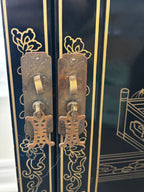 Vintage Asian Style Black Lacquer Cabinet with Mother-of-Pearl Inlay