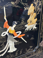Vintage Asian Style Black Lacquer Cabinet with Mother-of-Pearl Inlay