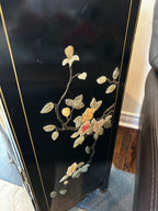 Vintage Asian Style Black Lacquer Cabinet with Mother-of-Pearl Inlay