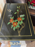 Vintage Asian Style Black Lacquer Cabinet with Mother-of-Pearl Inlay