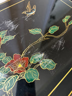 Vintage Asian Style Black Lacquer Cabinet with Mother-of-Pearl Inlay