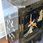 Vintage Asian Style Black Lacquer Cabinet with Mother-of-Pearl Inlay