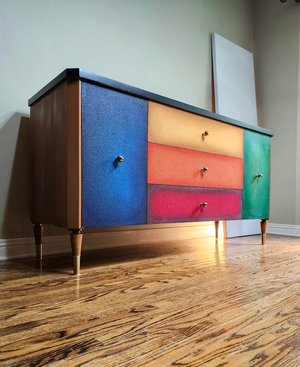 Mid-century modern unique Cubism inspired dresser