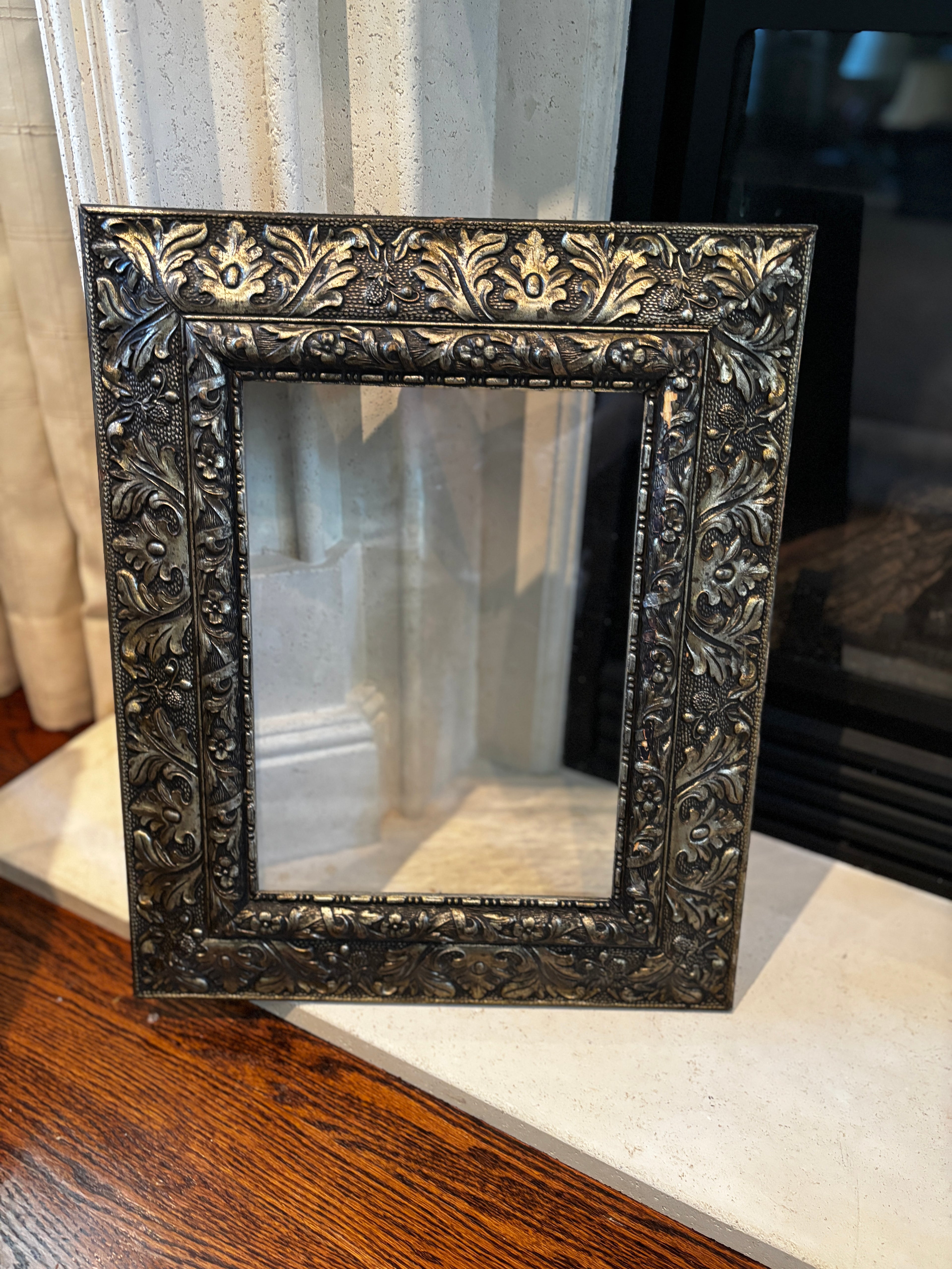 Antique 19th Century Italian Monastery Carved Mirror Frame - Gold Tone Patina
