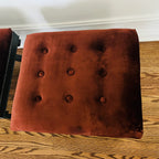 Pair of Rust Velvet Tufted X-Base Benches / Stools