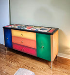 Mid-century modern unique Cubism inspired dresser
