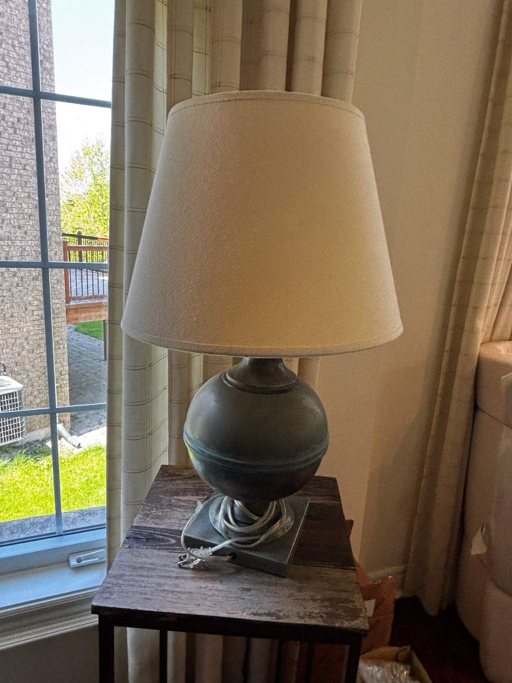 Mid-Century Modern Metal Table Lamp stunning Patina