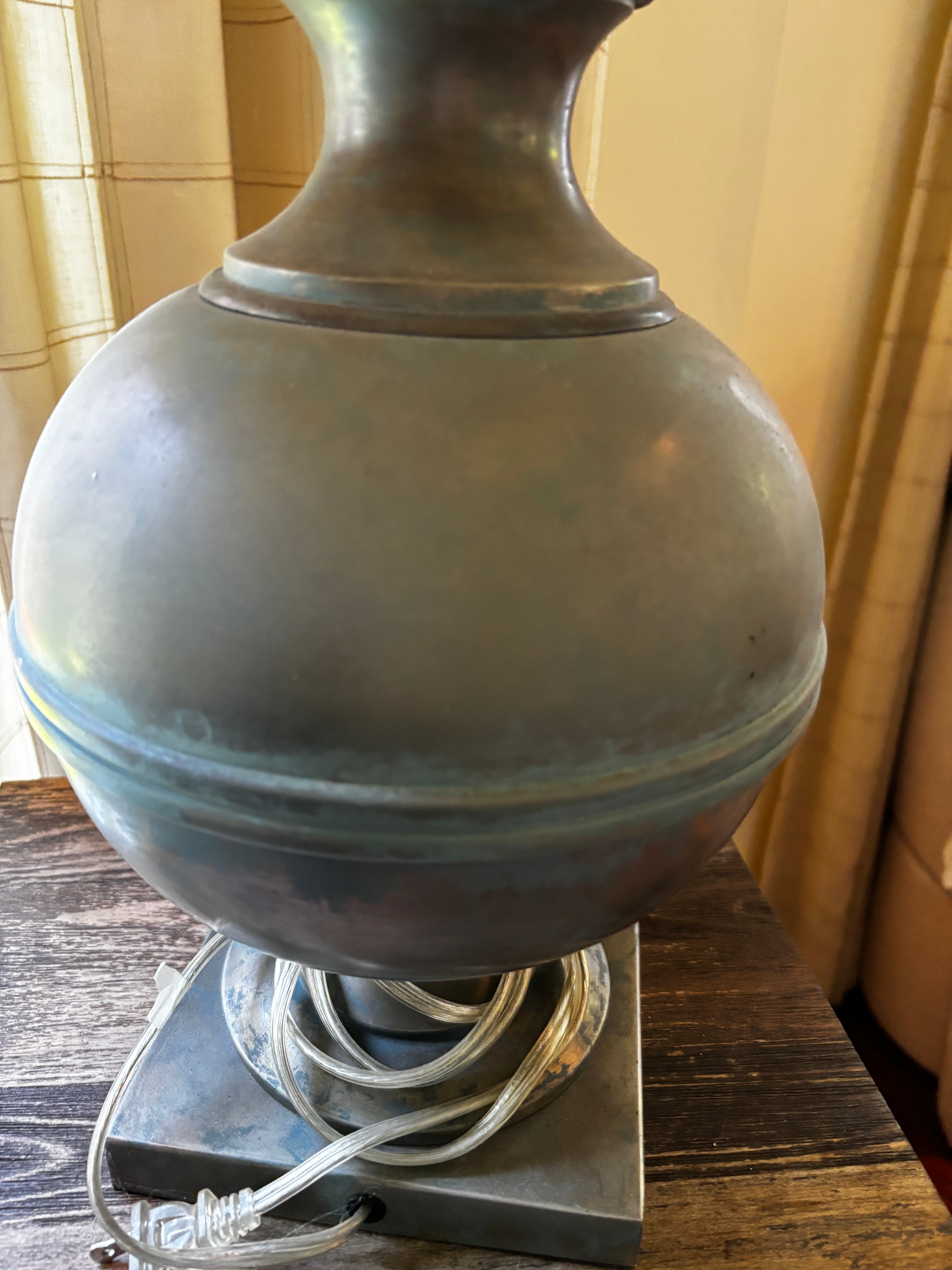 Mid-Century Modern Metal Table Lamp stunning Patina