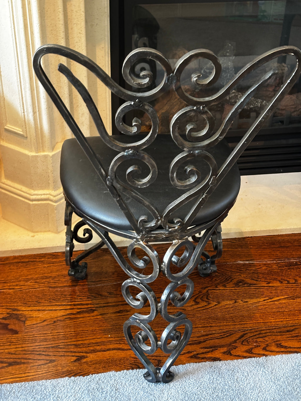 Vintage Custom Ornate Cast Iron Vanity Chair