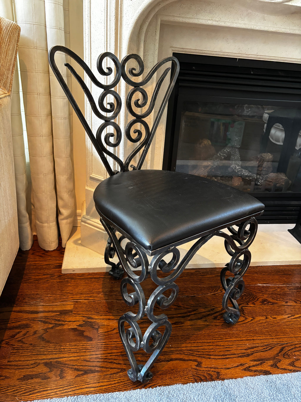 Vintage Custom Ornate Cast Iron Vanity Chair