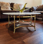 Magnificent rare La Barge solid brass & real marble coffee table