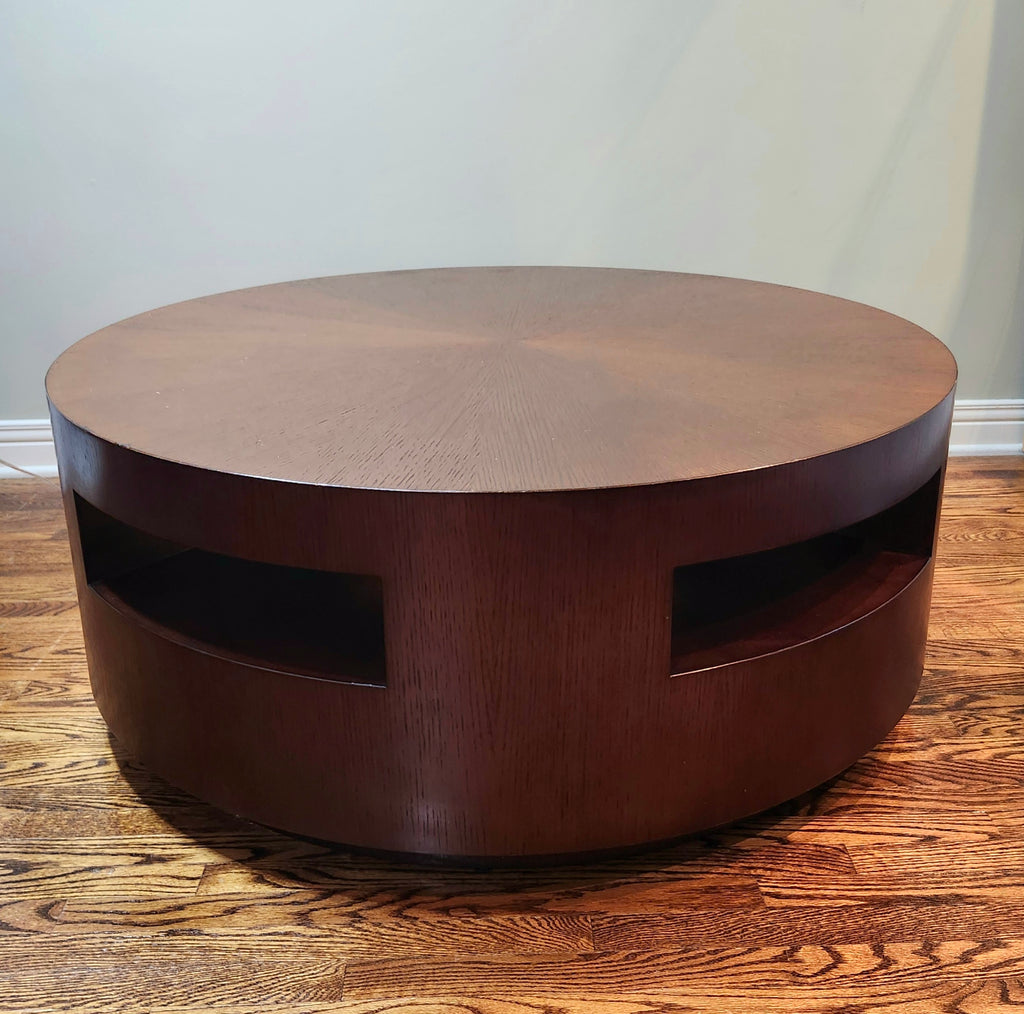 Art deco round wood coffee table